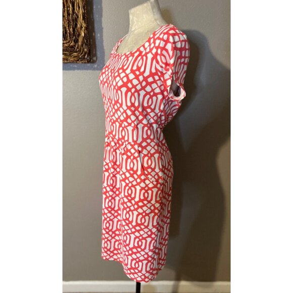 J McLaughlin Dress M Medium Pink White Pockets Short Sleeve Washable Summer - Picture 7 of 7